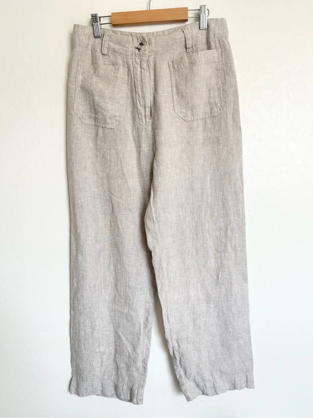 Quince 100% European Linen Wide Leg Trouser Flax Size 4 Patch Pockets Pants